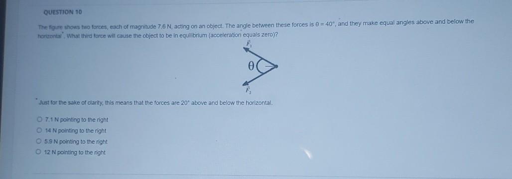 Solved QUESTION 10 The Figure Shows Two Forces, Each Of | Chegg.com