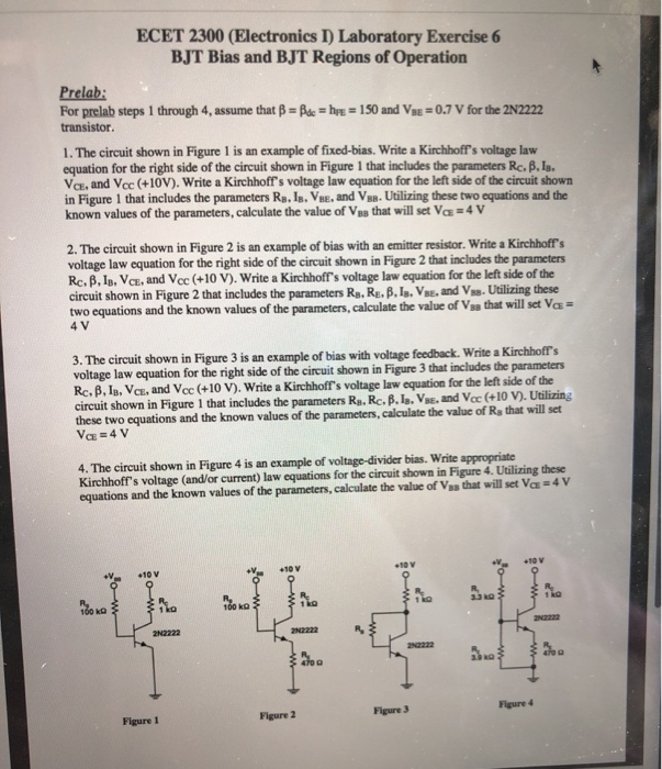 Solved ECET 2300 (Electronics 1) Laboratory Exercise 6 BJT