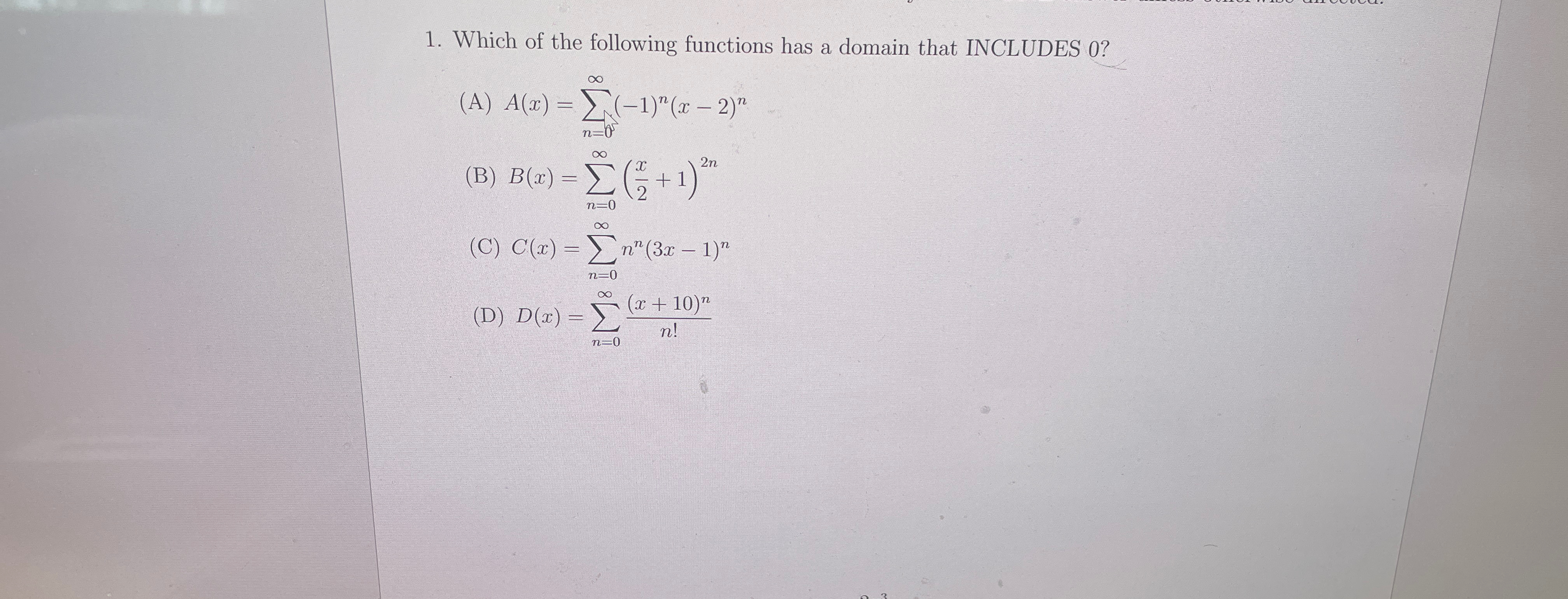 Solved Which of the following functions has a domain that | Chegg.com