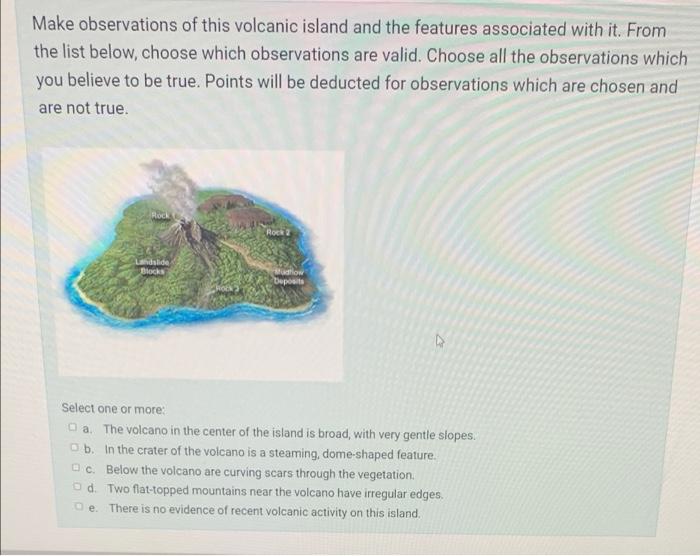 Solved Make observations of this volcanic island and the | Chegg.com