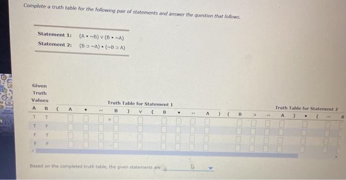 Solved Complete a truth table for the following pair of | Chegg.com