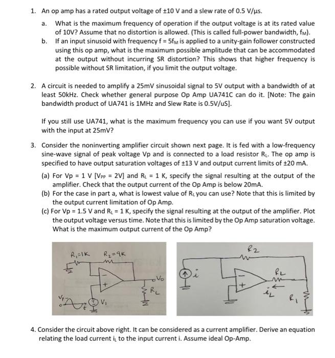 Solved Calculate the full-power bandwidth of an op-amp that