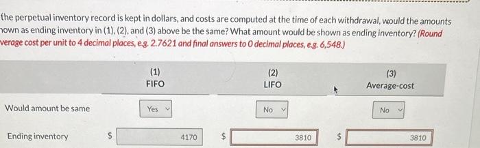 Solved Some of the information found on a detail inventory | Chegg.com