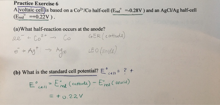 Solved Practice Exercise 6 A Voltaic Cell Is Based On A C Chegg Com