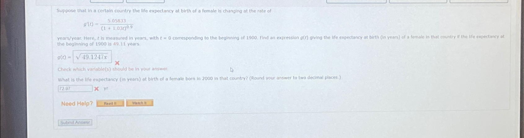 Solved Suppose that in a certain country the life expectancy | Chegg.com
