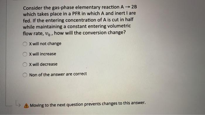 Solved Consider the gas-phase elementary reaction A 2B which | Chegg.com
