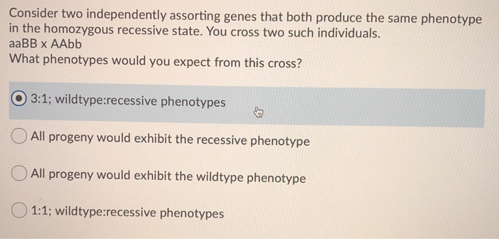 Solved Consider two independently assorting genes that both | Chegg.com