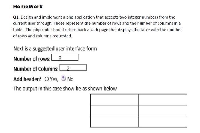 Solved Home Work Q1. Design and implement a php application | Chegg.com