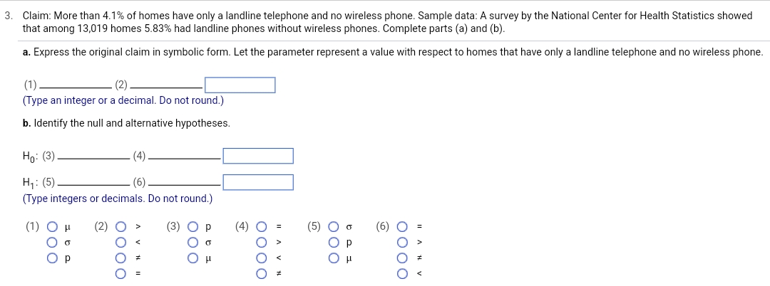 Solved Claim: More than 4.1% ﻿of homes have only a landline | Chegg.com