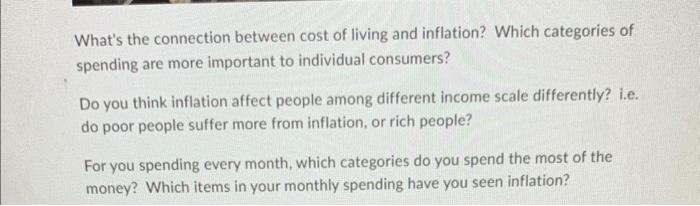 Solved What's the connection between cost of living and | Chegg.com