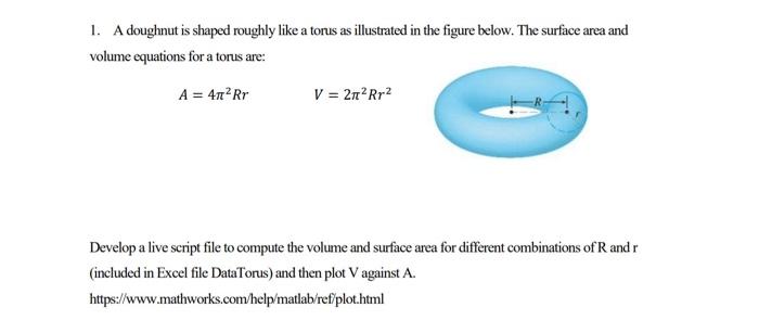Solved 1. A doughnut is shaped roughly like a torus as | Chegg.com