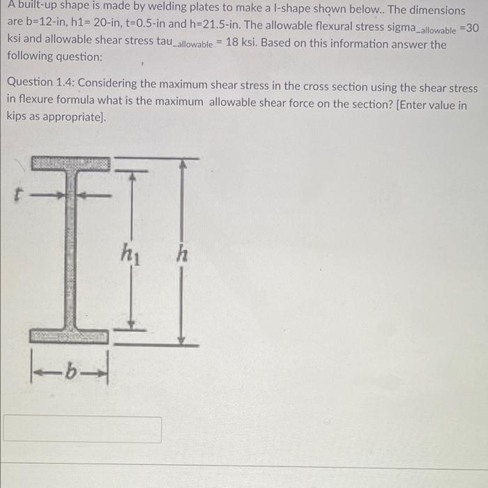 Solved A built-up shape is made by welding plates to make a | Chegg.com