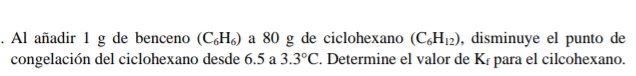 \( \mathrm{Al} \) añadir \( 1 \mathrm{~g} \) de benceno \( \left(\mathrm{C}_{6} \mathrm{H}_{6}\right) \) a \( 80 \mathrm{~g}