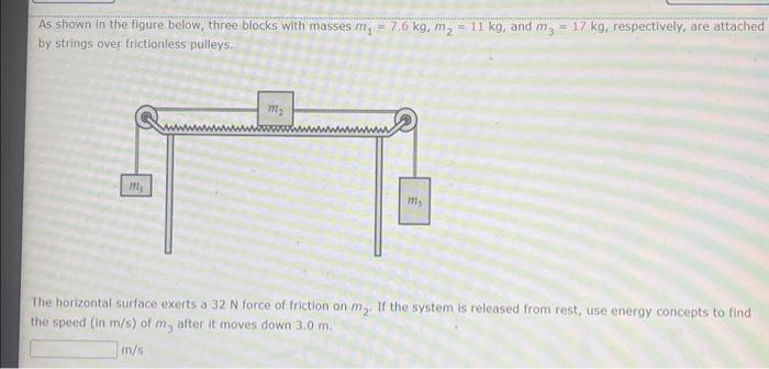 Solved As shown in the figure below, three blocks with | Chegg.com