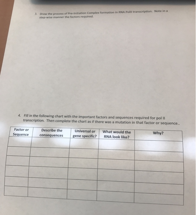 Solved 3. Draw the process of Pre-Initiation Complex | Chegg.com
