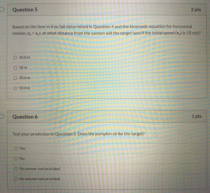 Solved Question 5 2 pts Based on the time in free fall | Chegg.com