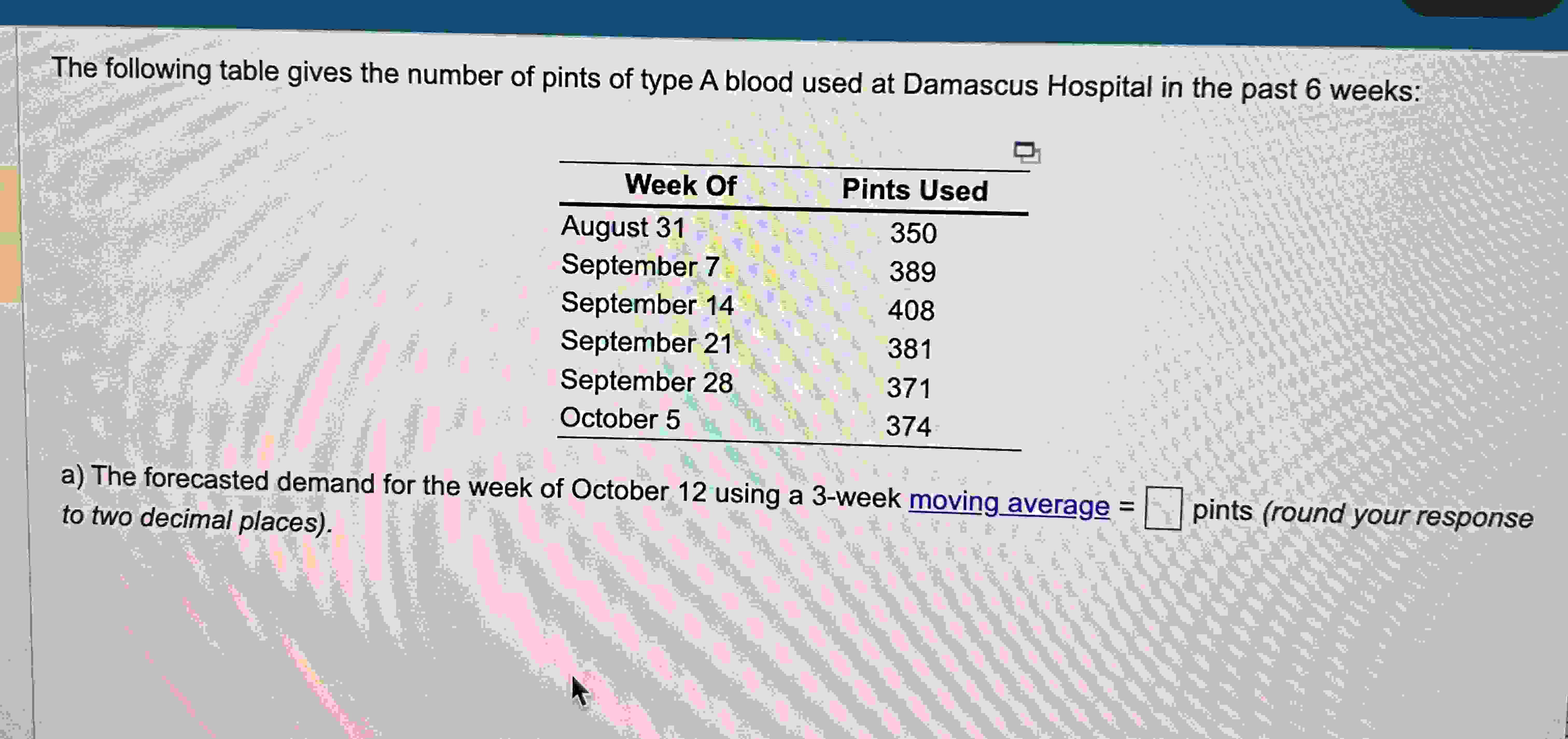 Solved The following table gives the number of pints of type | Chegg.com