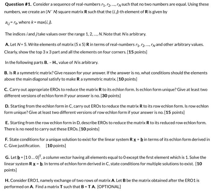 Solved Question 1. Consider a sequence of real numbers Chegg