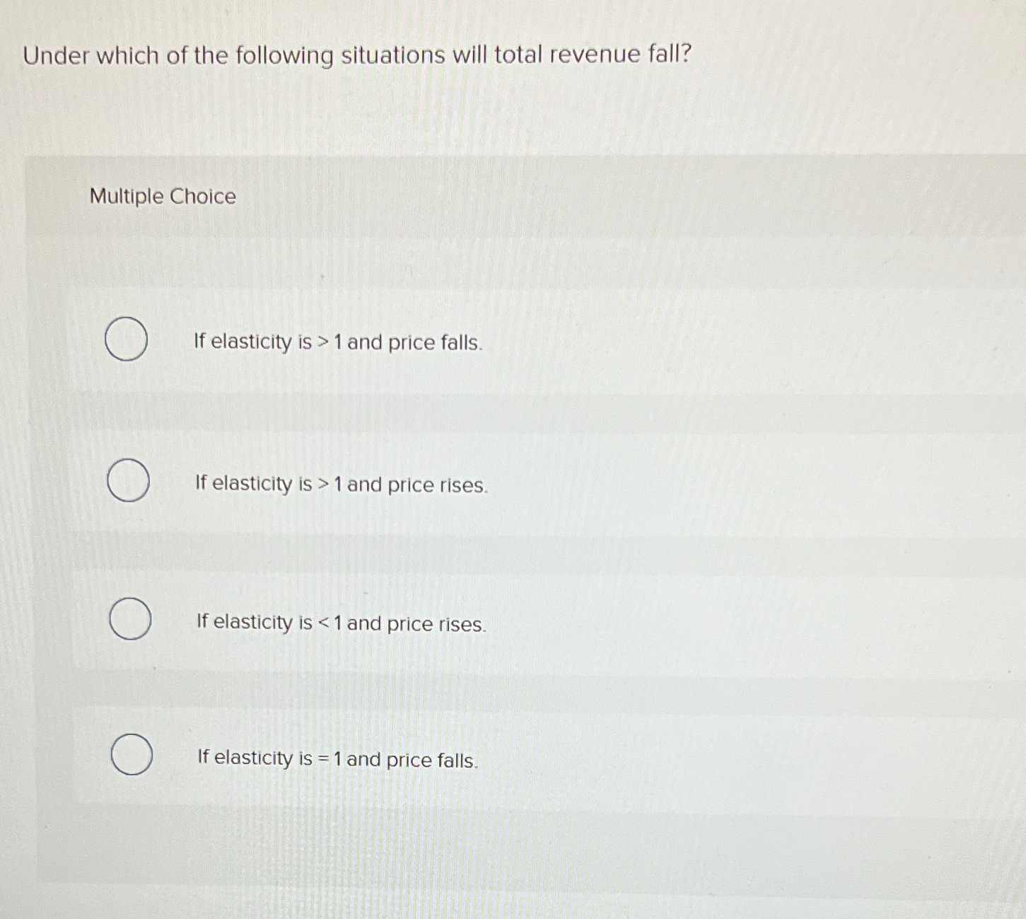 Solved Under which of the following situations will total | Chegg.com
