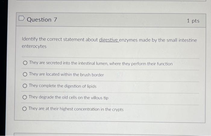 Solved Identify the correct statement about digestive | Chegg.com