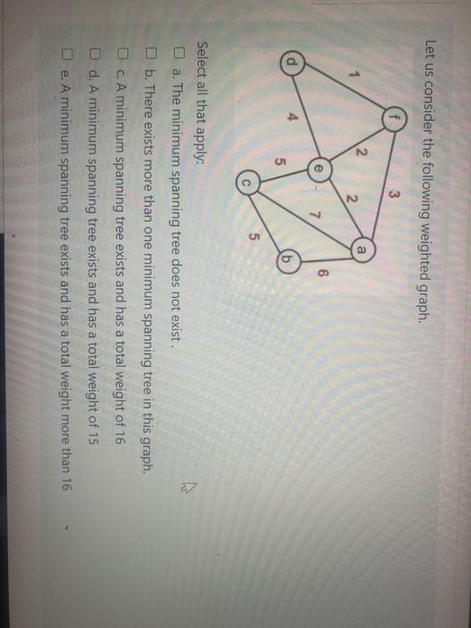 Solved Let us consider the following weighted graph. 3 7 2 2 | Chegg.com
