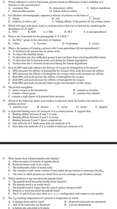 Solved 12. Which substance is used to fractionate proteins | Chegg.com