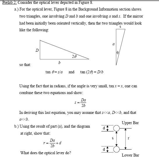 Consider the optical lever depicted m Figure 8. For | Chegg.com