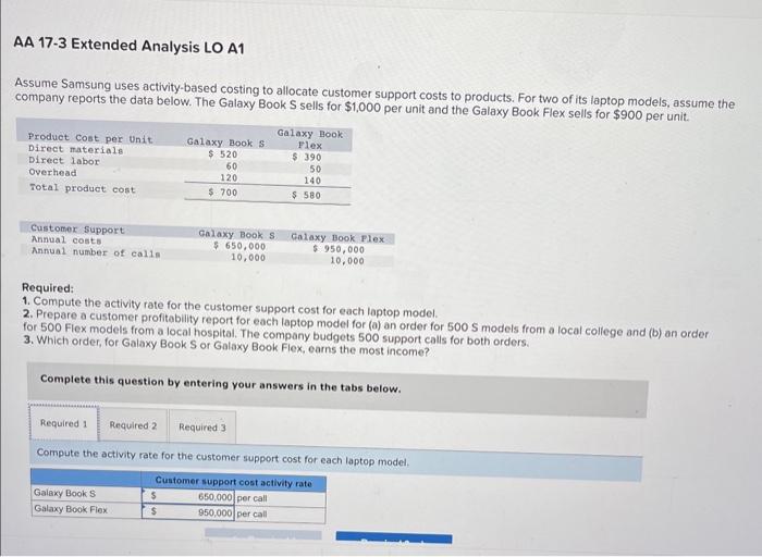 Solved AA 17-3 Extended Analysis LO A1 Assume Samsung uses | Chegg.com