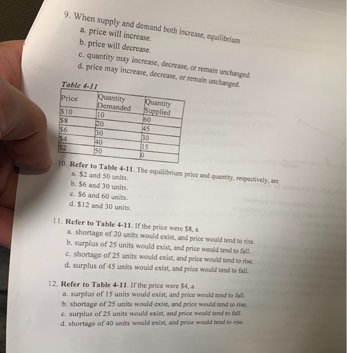 Solved 9 When Supply And Demand Both Increase Equilibrium Chegg Com