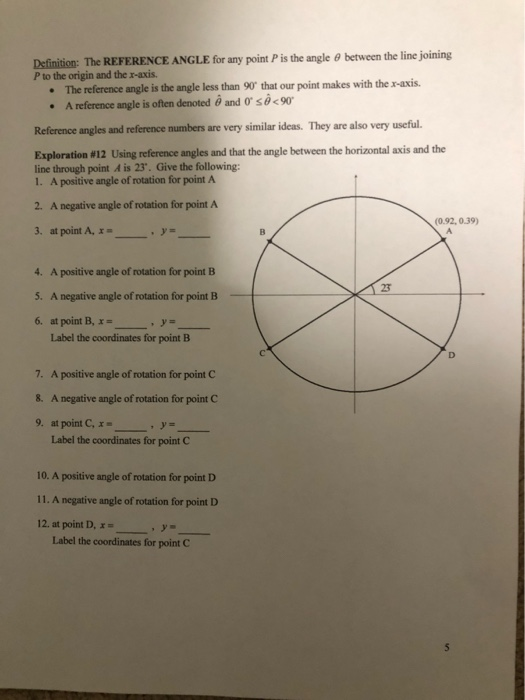 Solved Definition: The REFERENCE ANGLE for any point P is | Chegg.com