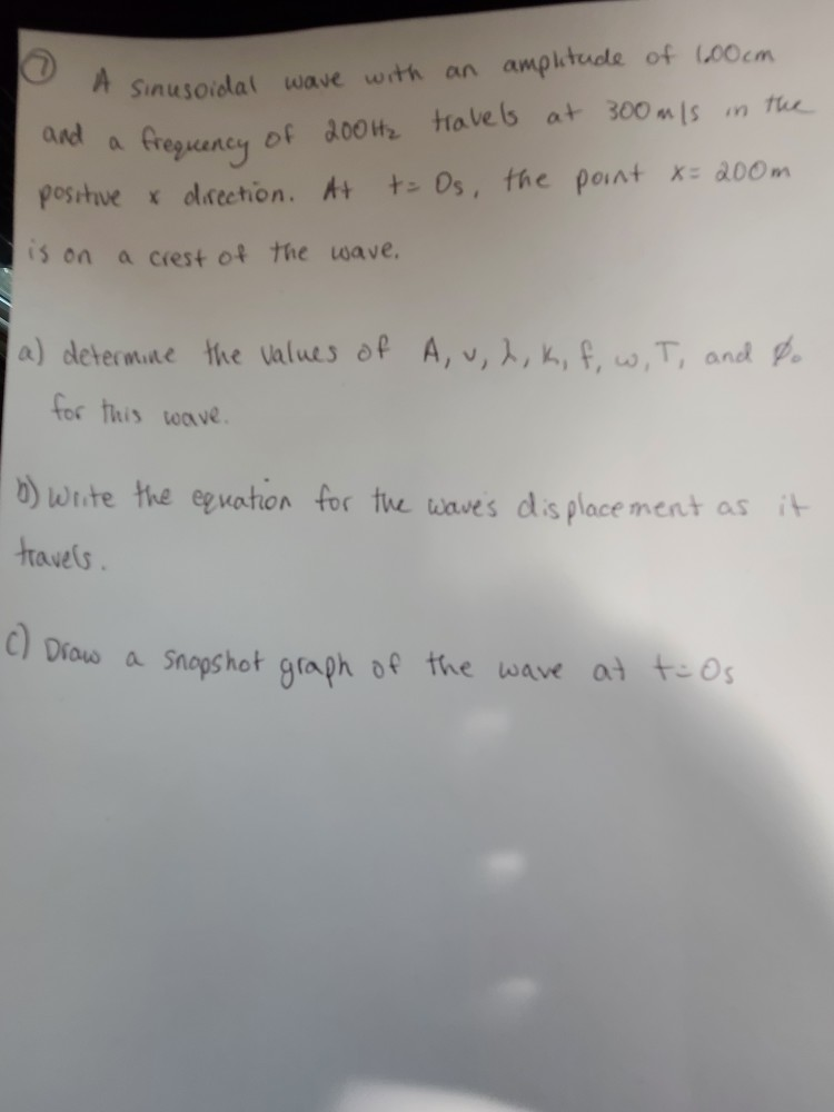 Solved A sinusoidal wave with an amplitude of 100cm | Chegg.com
