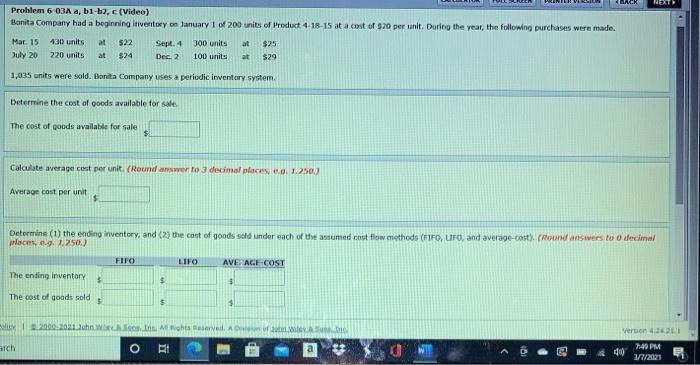 Solved Next Problem 6 03a A B1 B3 C Video Bonita Company 5433