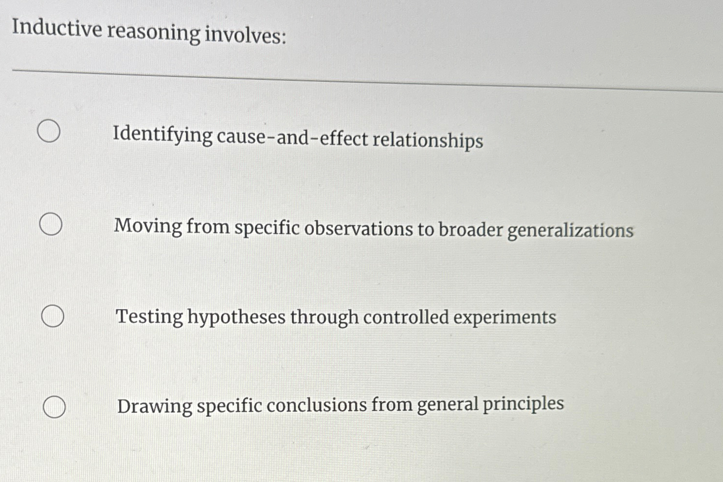 Solved Inductive Reasoning Involves: ﻿Identifying | Chegg.com