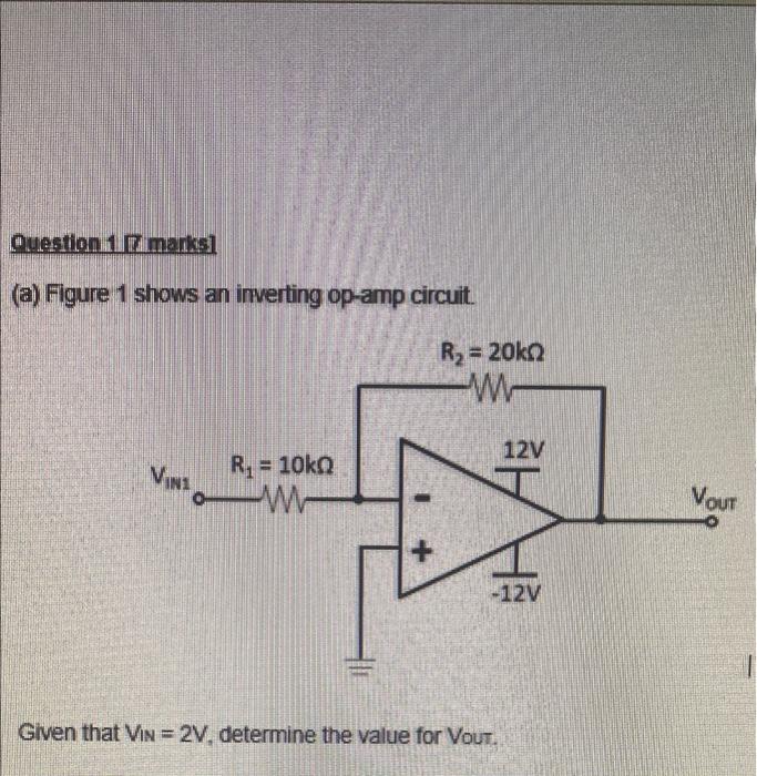 Solved Question marks] (a) Figure 1 shows an inverting | Chegg.com