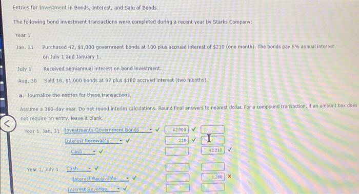 Solved Entries for Investment in Bonds, Interest, and Sale | Chegg.com
