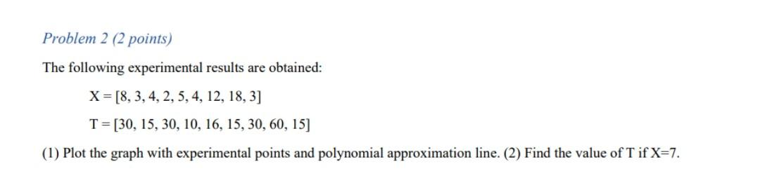Solved Problem 2 (2 points) The following experimental | Chegg.com