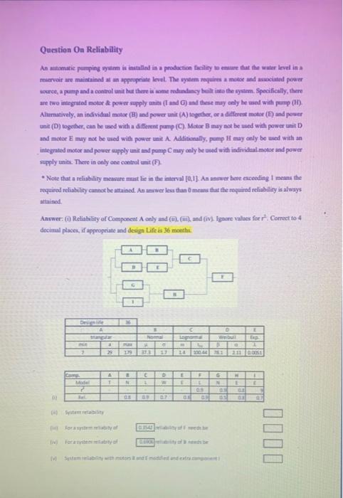Question On ReliabilityThis question is releated to | Chegg.com