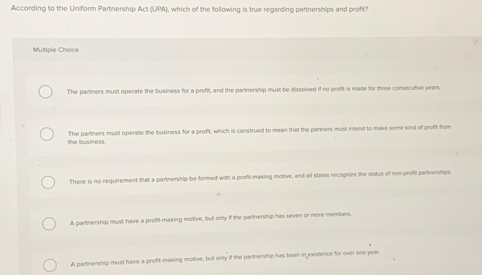 Solved According to the Uniform Partnership Act (UPA),