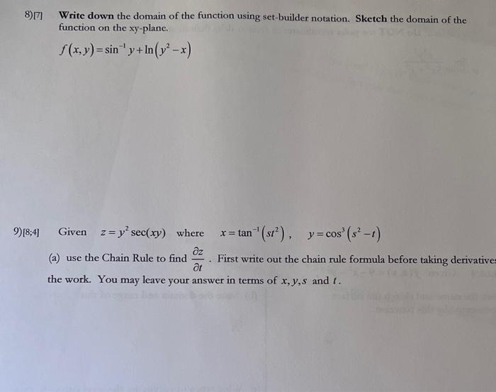 how to write down the domain of a function