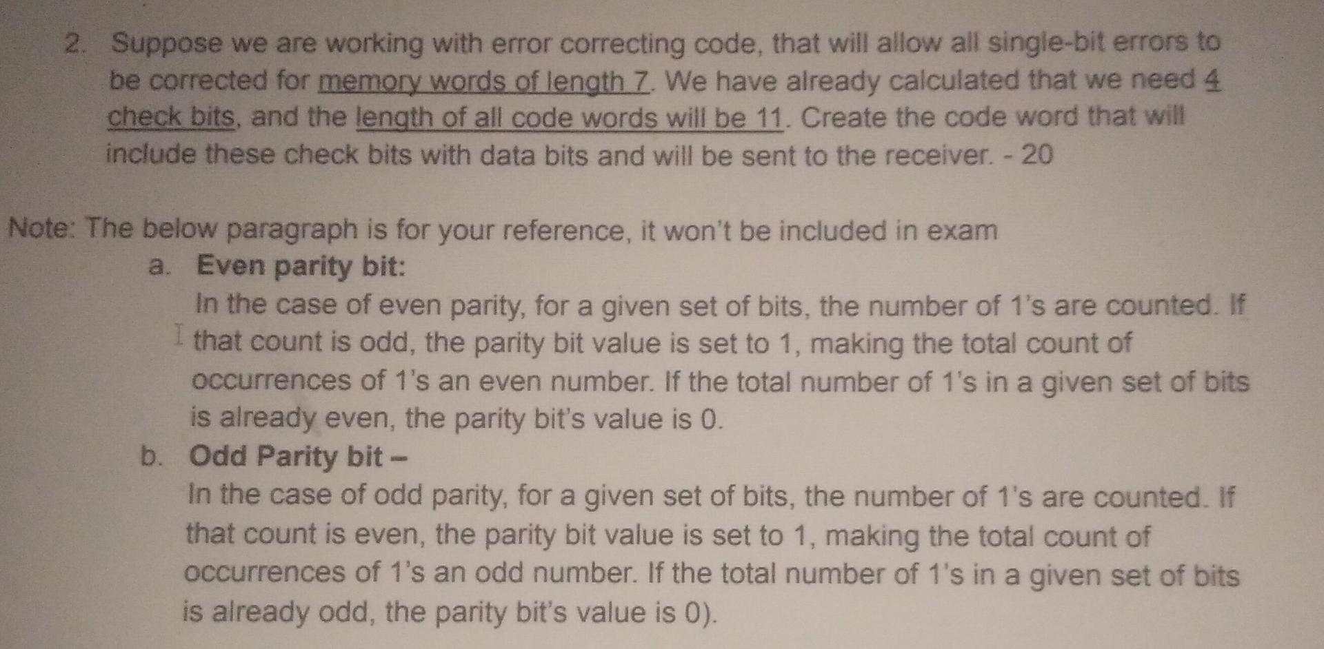 Solved 2. Suppose we are working with error correcting code, | Chegg.com