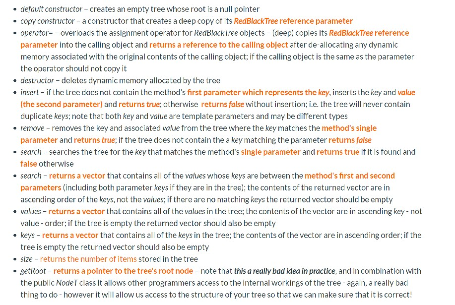 You are to implement and test a Red-black tree | Chegg.com