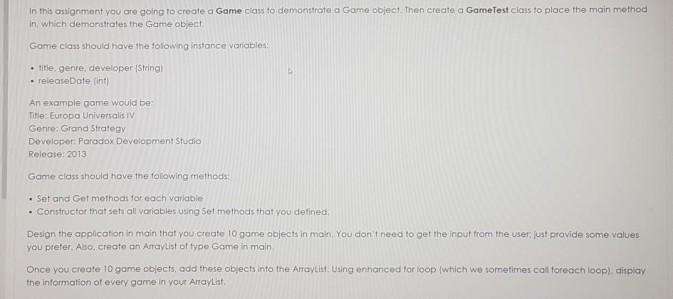 Solved In this assignment you are going to create a Game | Chegg.com