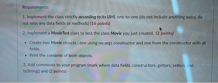 Solved Write the Movie class. The UML diagram of the class | Chegg.com