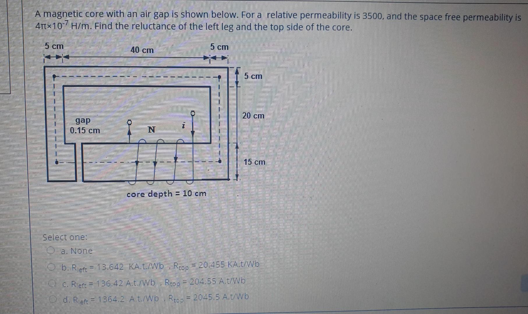 Solved A magnetic core with an air gap is shown below. For a | Chegg.com