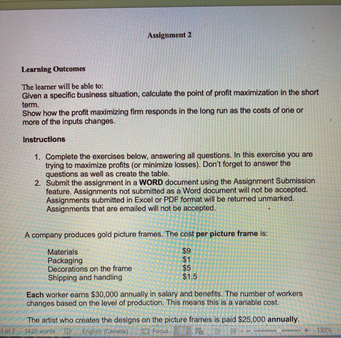 Solved Assignment 2 Learning Outcomes The learner will be | Chegg.com