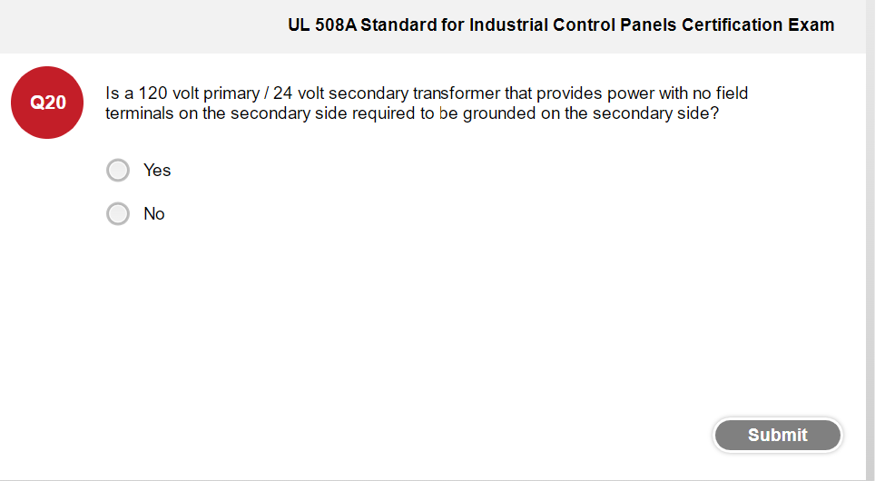 Solved UL 508A Standard for Industrial Control Panels