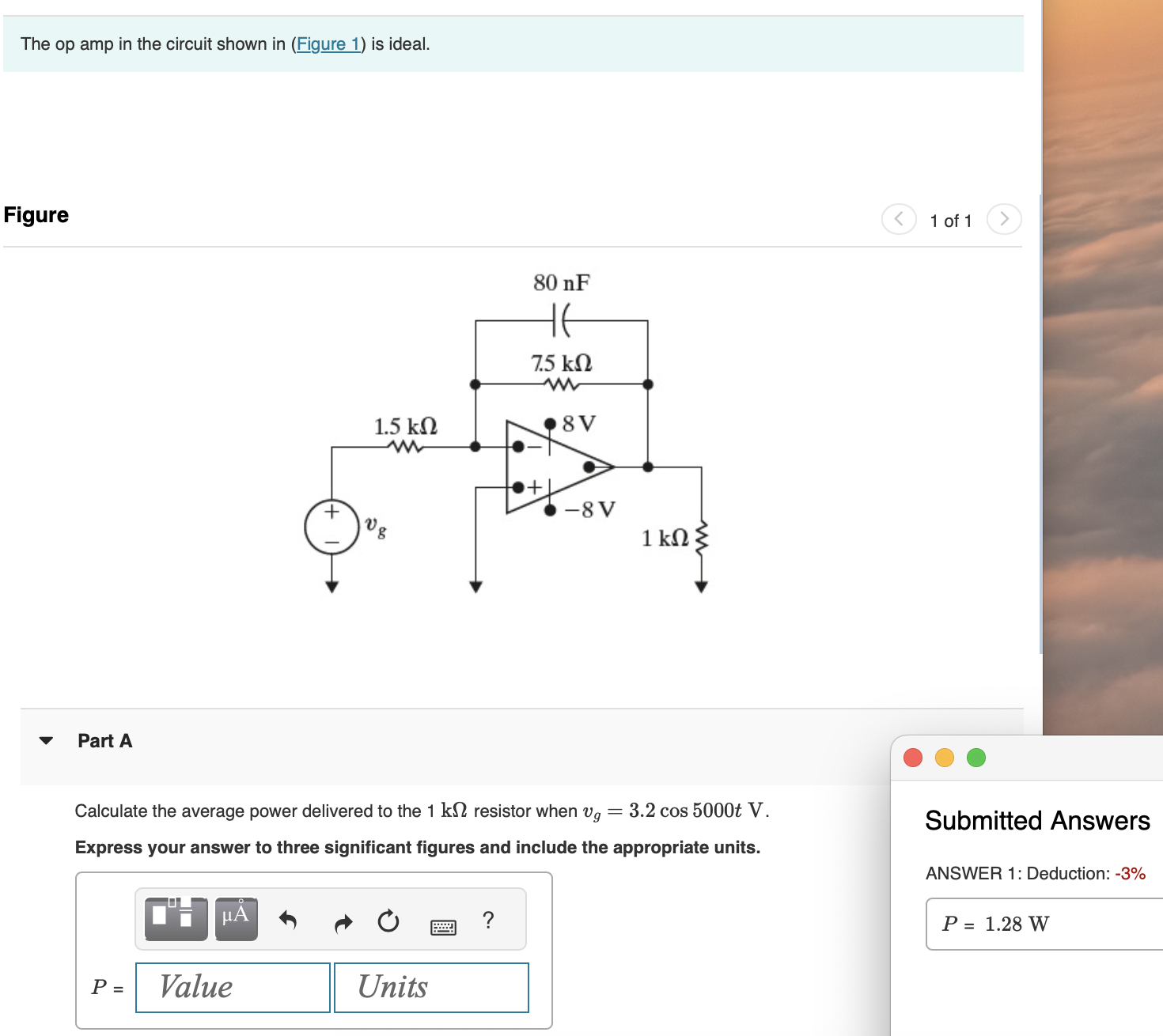 Solved The op ﻿amp in ﻿the circuit shown in (Figure 1) is | Chegg.com