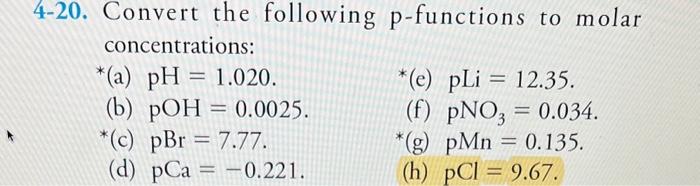 Solved Convert the following p-functions to molar | Chegg.com