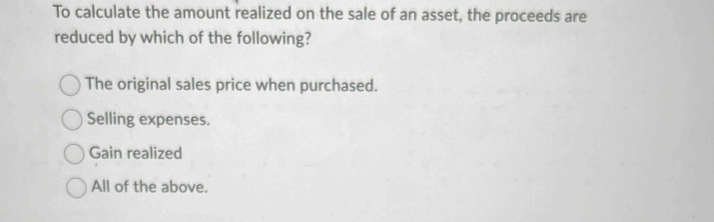 Solved To calculate the amount realized on the sale of an | Chegg.com