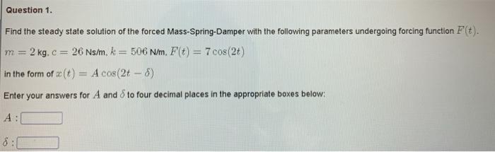 Solved Question 1. Find the steady state solution of the | Chegg.com